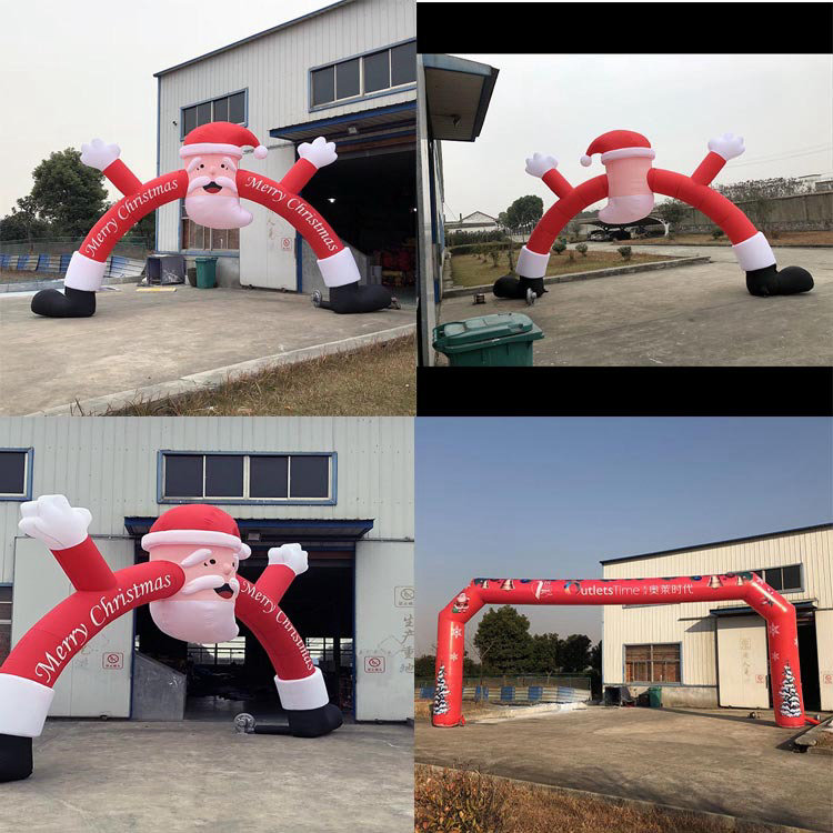 藍(lán)天氣模充氣圣誕老人拱門(mén)定制 圣誕節(jié)裝飾用品批發(fā) 廠(chǎng)家直銷(xiāo)