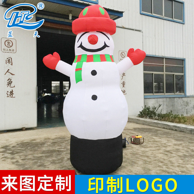 藍(lán)天氣模廠(chǎng)家5米牛津布充氣圣誕節(jié)雪人氣模圣誕裝飾用品批發(fā)